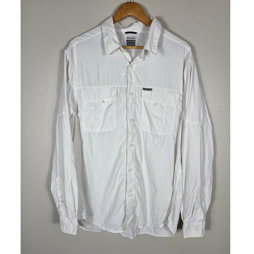 Columbia Titanium Men's Outdoor White Long Sleeve Button-Up Shirt Size XL